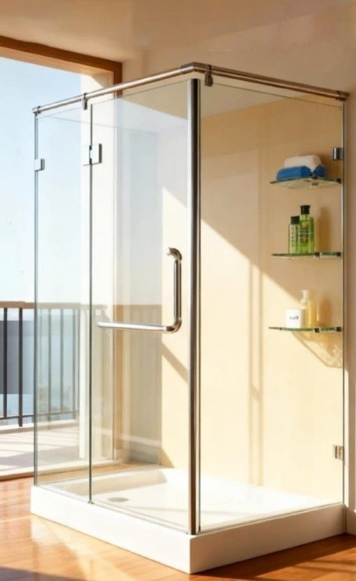 Shower enclosure frameless